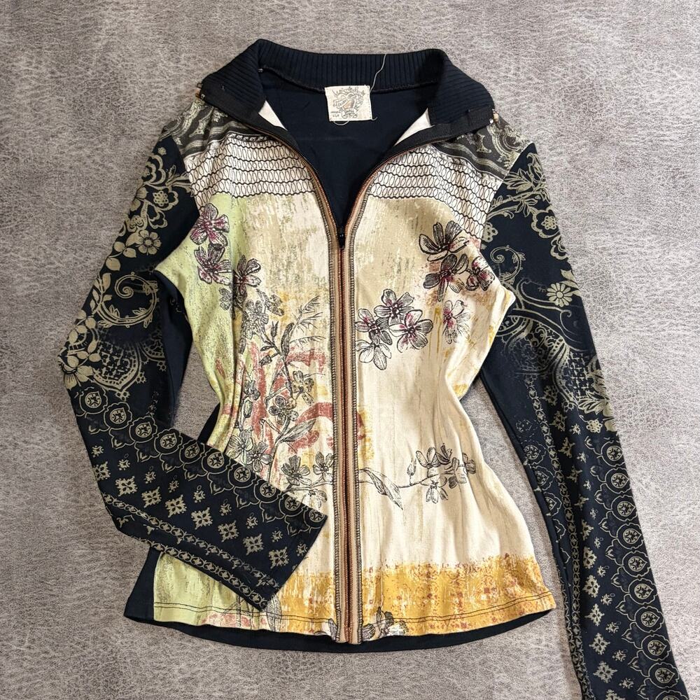 Y2k Floral Graphic Zip Up Jacket